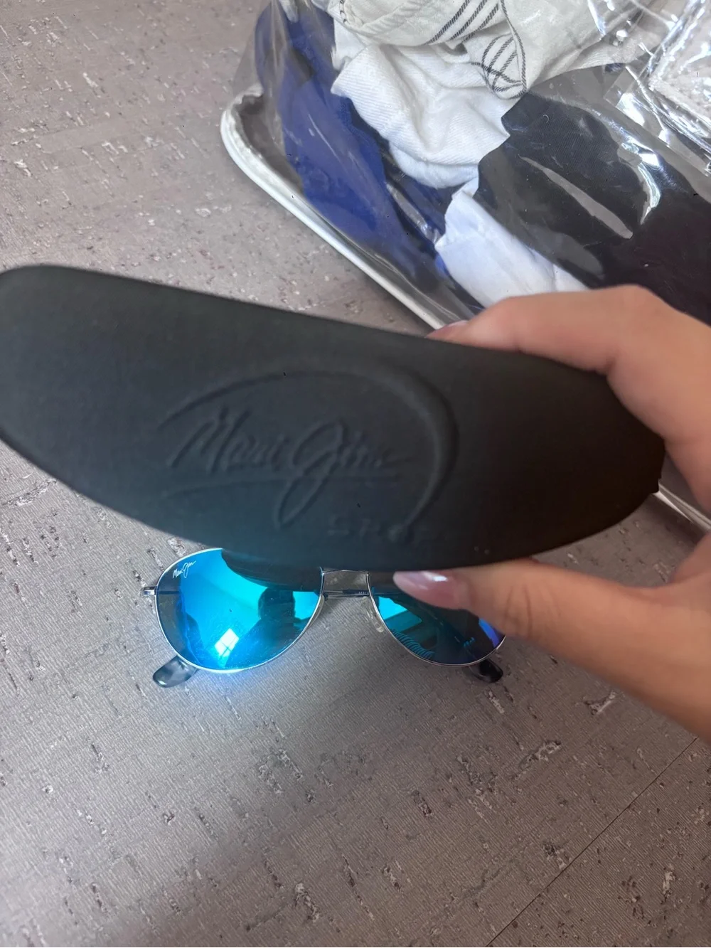 Maui Jim Baby Beach Aviator Sunglasses - Silver Frame with Blue Lenses